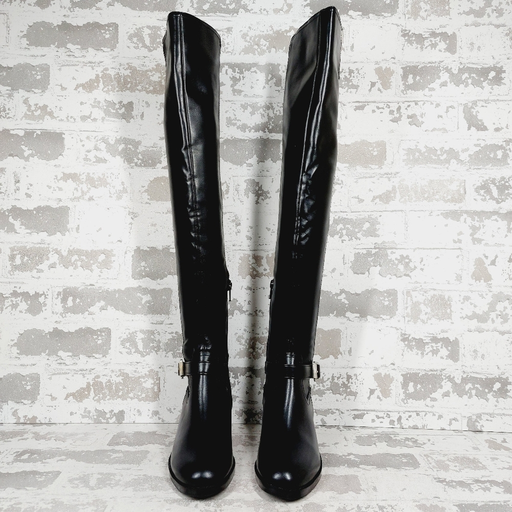New DV by Dolce Vita Elyse Buckle Block Heel Black Boot.Over-The-Knee E878 - Picture 3 of 13